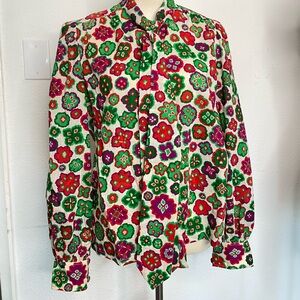 1960s floral print button down blouse